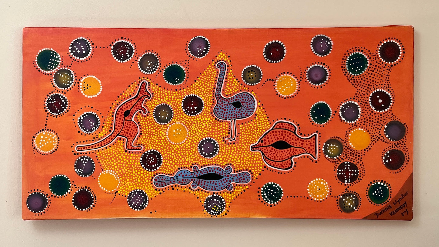 'Aussie Dreaming' - Acrylic on Canvas - by Dwayne Wannamarra Wyndier Andrew Kennedy