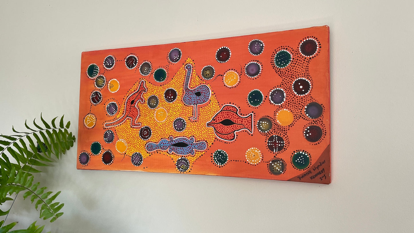 'Aussie Dreaming' - Acrylic on Canvas - by Dwayne Wannamarra Wyndier Andrew Kennedy
