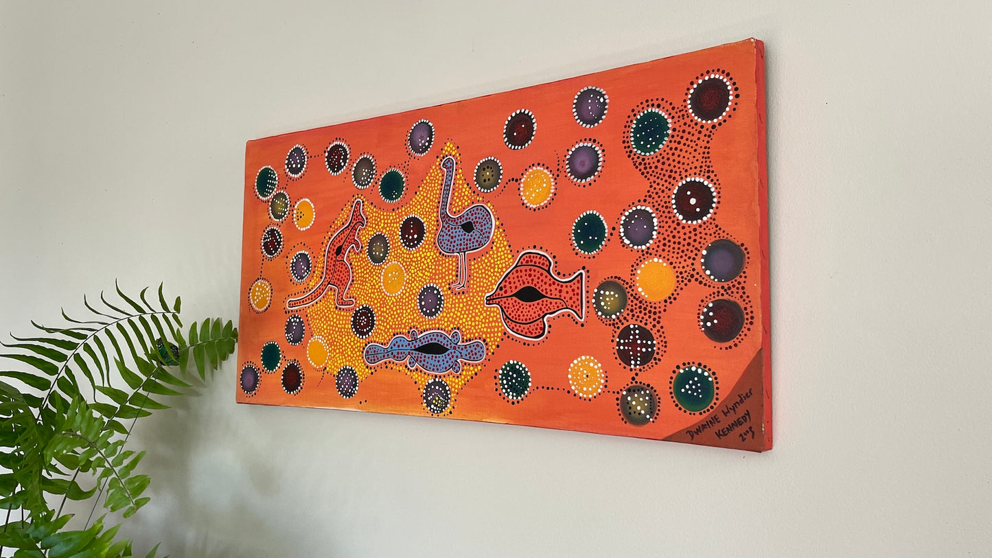 'Aussie Dreaming' - Acrylic on Canvas - by Dwayne Wannamarra Wyndier Andrew Kennedy