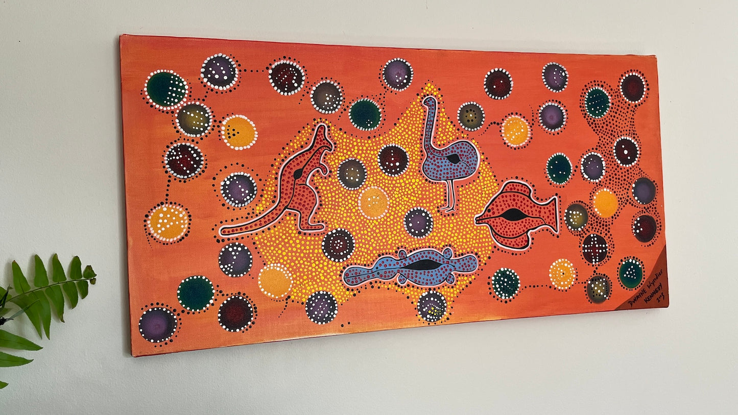 'Aussie Dreaming' - Acrylic on Canvas - by Dwayne Wannamarra Wyndier Andrew Kennedy