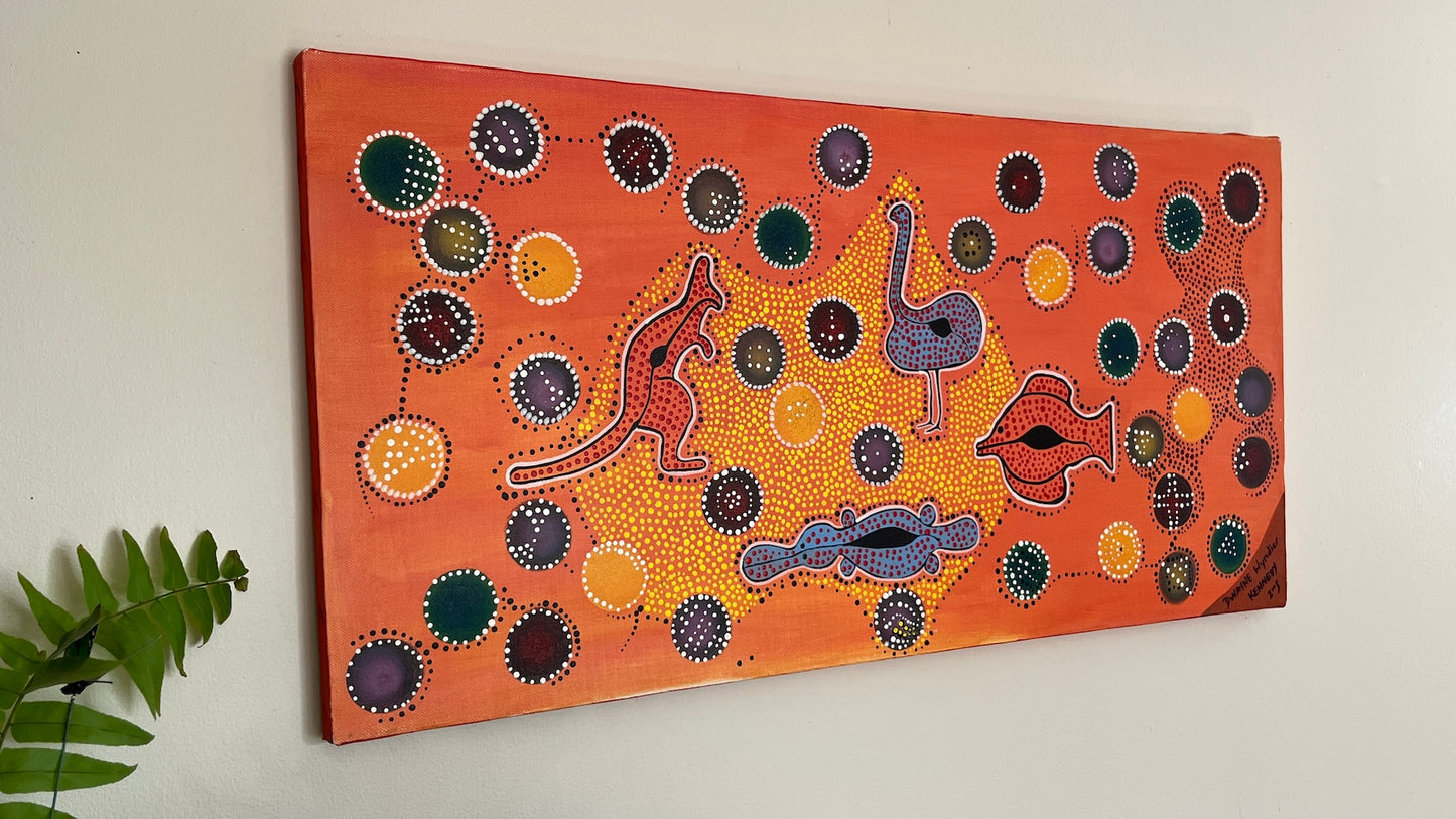 'Aussie Dreaming' - Acrylic on Canvas - by Dwayne Wannamarra Wyndier Andrew Kennedy