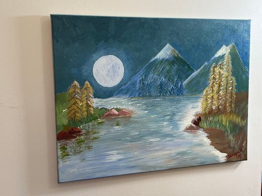 'Blue Moon' - Acrylic on Canvas - by Dwayne Wannamarra Wyndier Andrew Kennedy