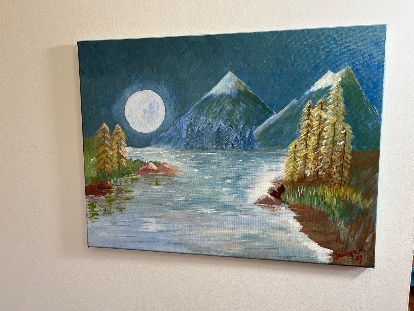 'Blue Moon' - Acrylic on Canvas - by Dwayne Wannamarra Wyndier Andrew Kennedy