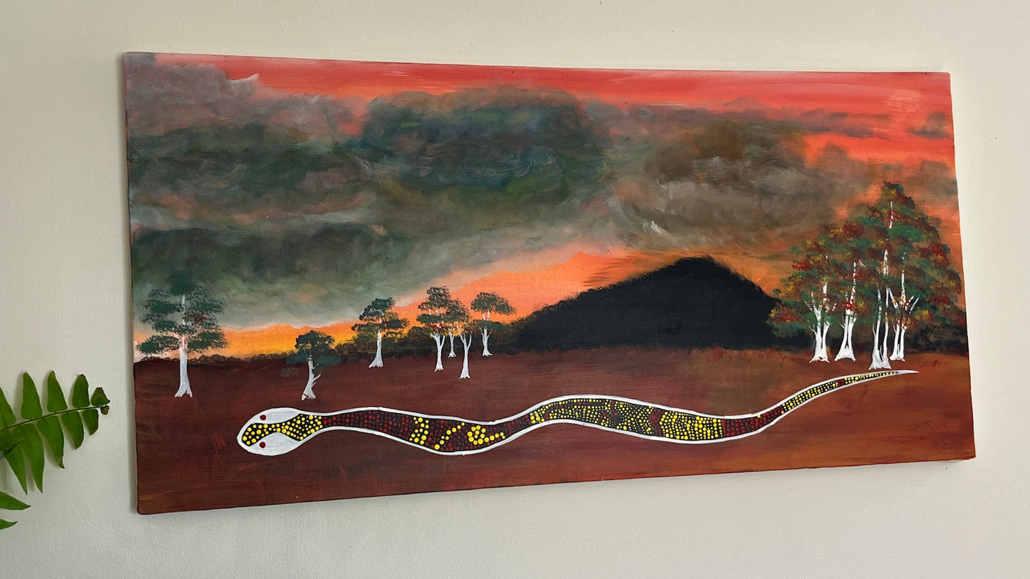 'Dreamtime Serpent' -  Acrylic on Canvas - by Dwayne Wannamarra Wyndier Andrew Kennedy