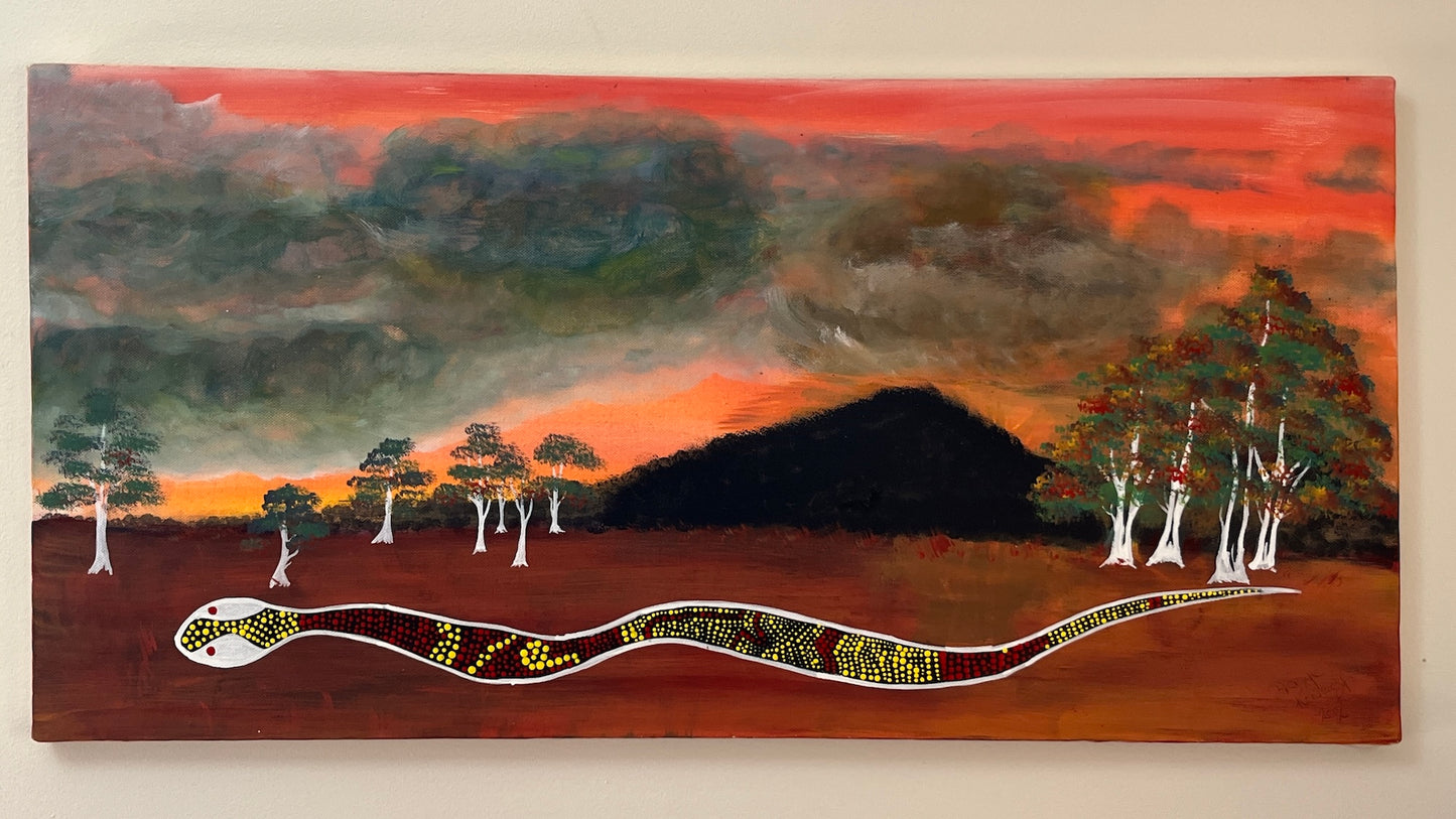 'Dreamtime Serpent' -  Acrylic on Canvas - by Dwayne Wannamarra Wyndier Andrew Kennedy