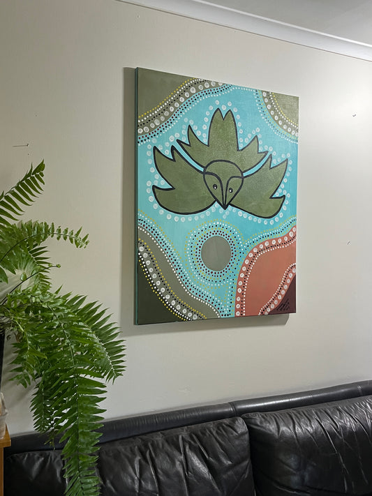 'Eagle Dreaming' - Acrylic on Canvas - by Dwayne Wannamarra Wyndier Andrew Kennedy