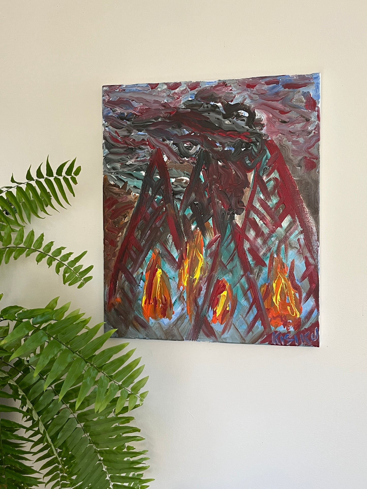 'Four Fires' - Acrylic on Canvas - by Jorandi Kisiku Joseph Randolph Bowers