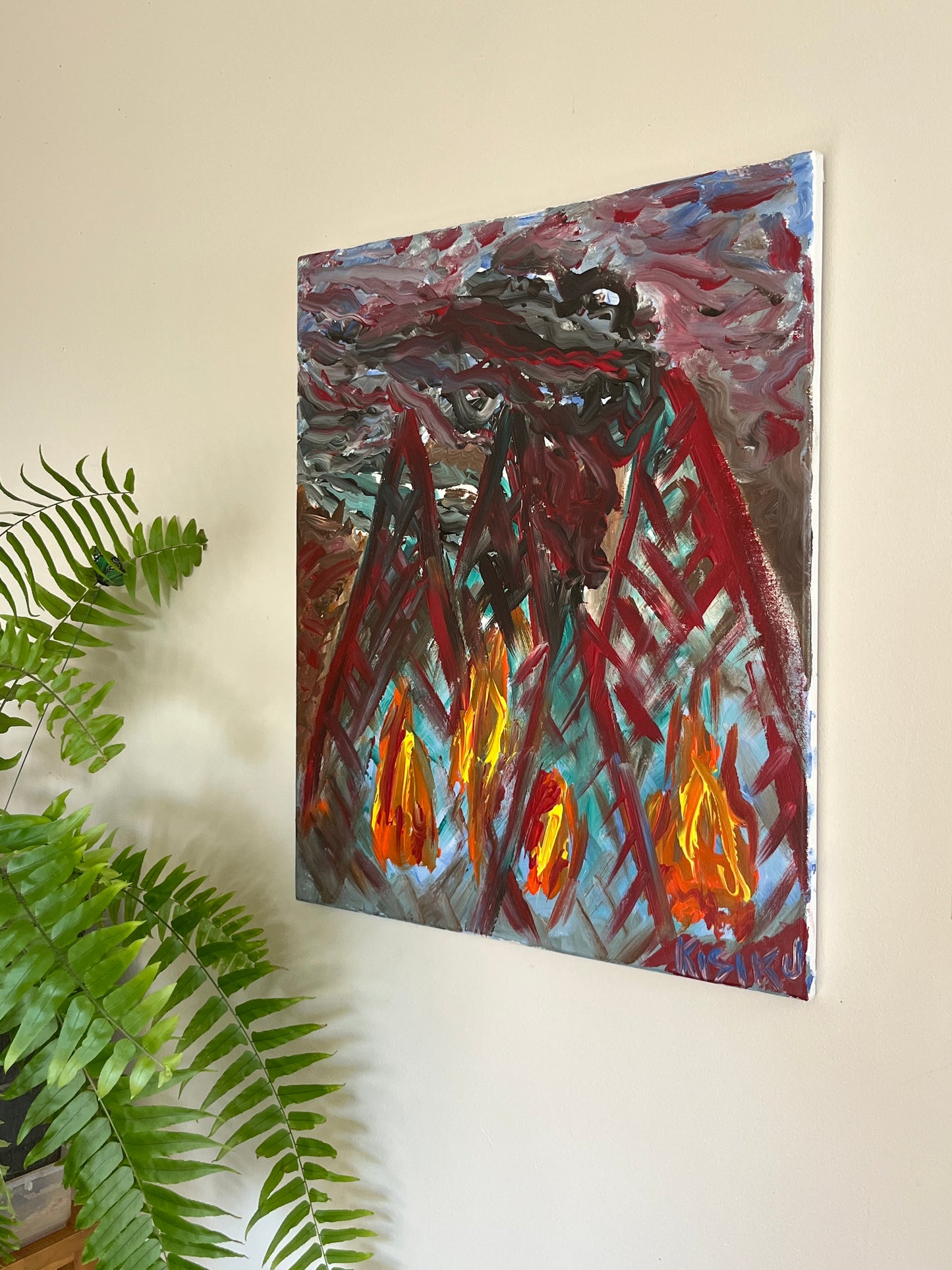 'Four Fires' - Acrylic on Canvas - by Jorandi Kisiku Joseph Randolph Bowers