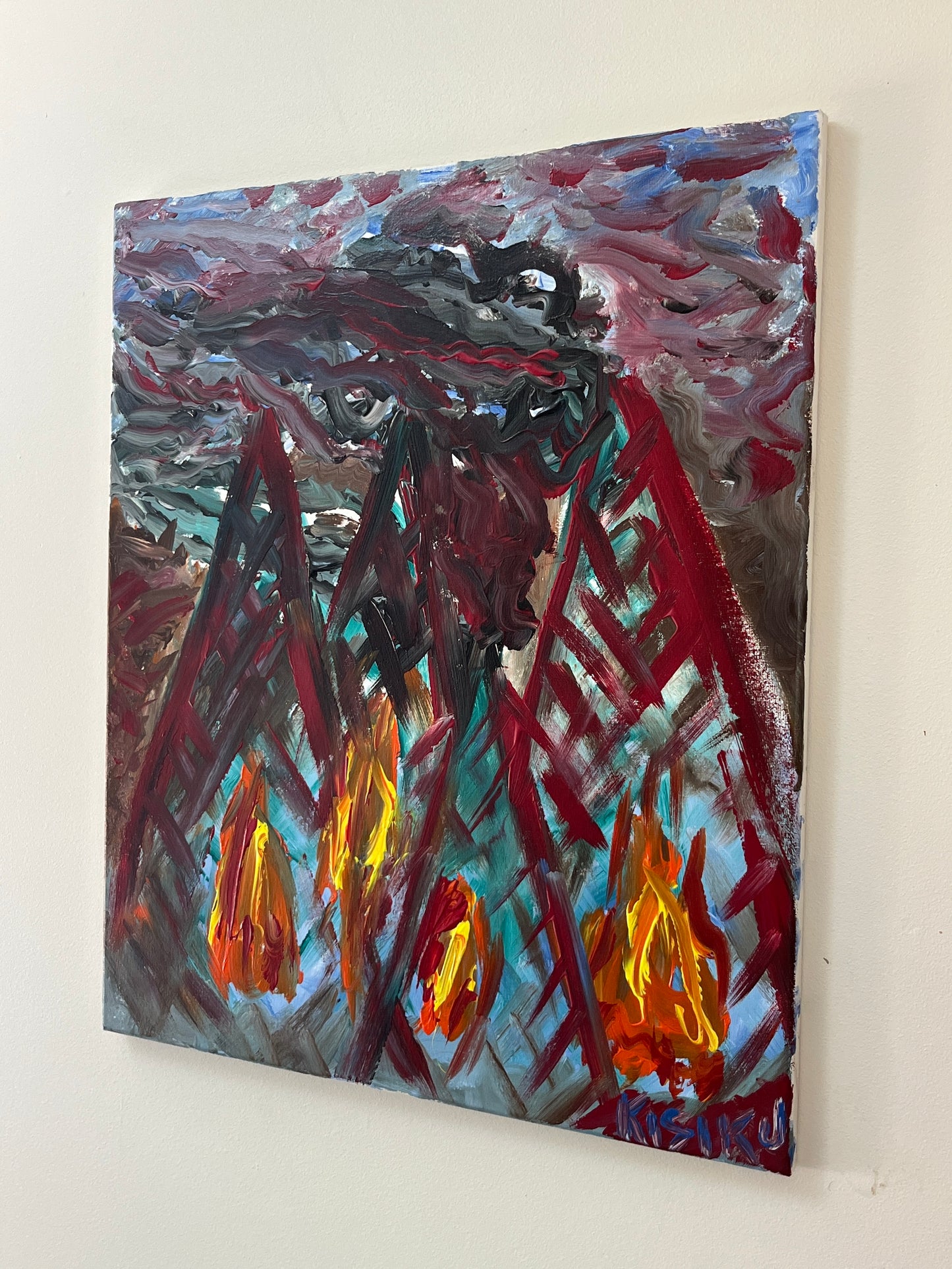'Four Fires' - Acrylic on Canvas - by Jorandi Kisiku Joseph Randolph Bowers