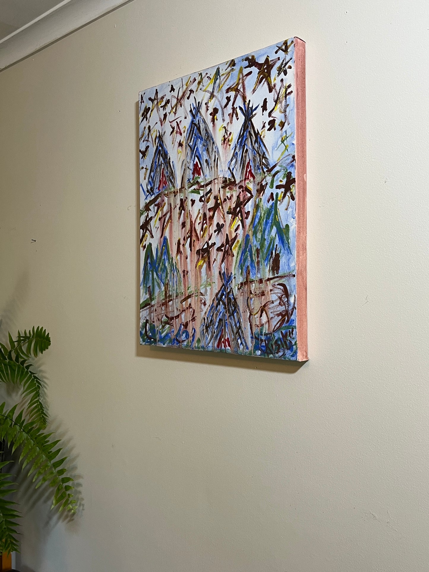 'Mi'kmaq Rain' - Acrylic on Canvas - by Jorandi Kisiku Joseph Randolph Bowers