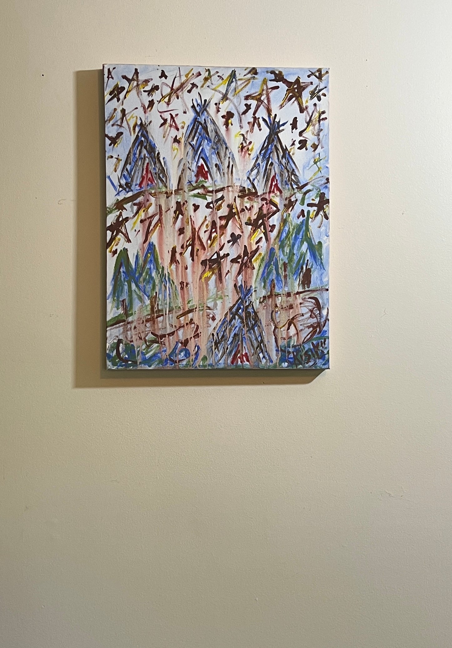 'Mi'kmaq Rain' - Acrylic on Canvas - by Jorandi Kisiku Joseph Randolph Bowers