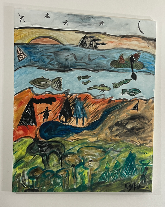 'Mi'kmaq Six Worlds' - Acrylic on Canvas - Jorandi Kisiku Joseph Randolph Bowers