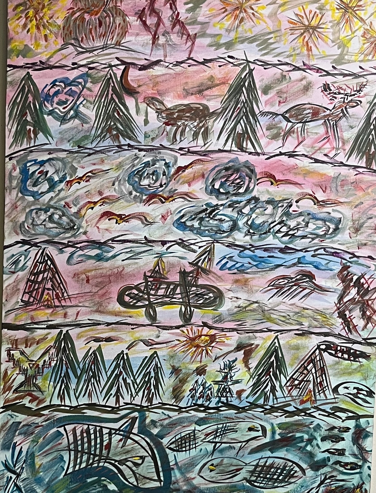 'Sa'qawei Kisikuik - Ancient Elders' - Acrylic on Canvas - Jorandi Kisiku Joseph Randolph Bowers