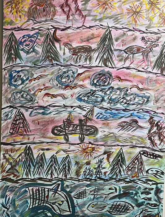 'Sa'qawei Kisikuik - Ancient Elders' - Acrylic on Canvas - Jorandi Kisiku Joseph Randolph Bowers