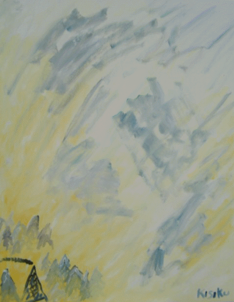 Teepee in the Distance, 100 x 80 cm, Acrylic on Canvas, 2007